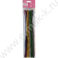 Проволока пушистая Шенил  D6мм*30см, ассорти цветов, 30шт "Блестящая" /блистер | Фото 1