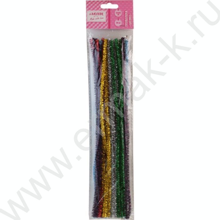 Проволока пушистая Шенил  D6мм*30см, ассорти цветов, 30шт "Блестящая" /блистер | Фото 1