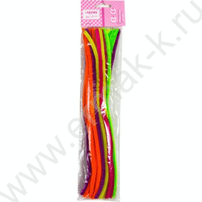Проволока пушистая Шенил  D6мм*30см, ассорти неоновых цветов, 30шт "Neon" /блистер | Фото 1