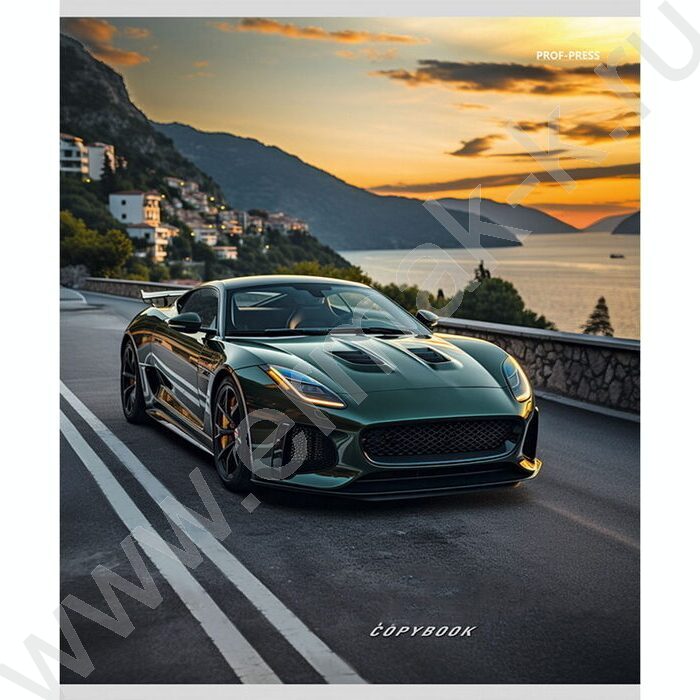 Тетрадь  48л клетка "Машины и закат" ассорти | Фото 2