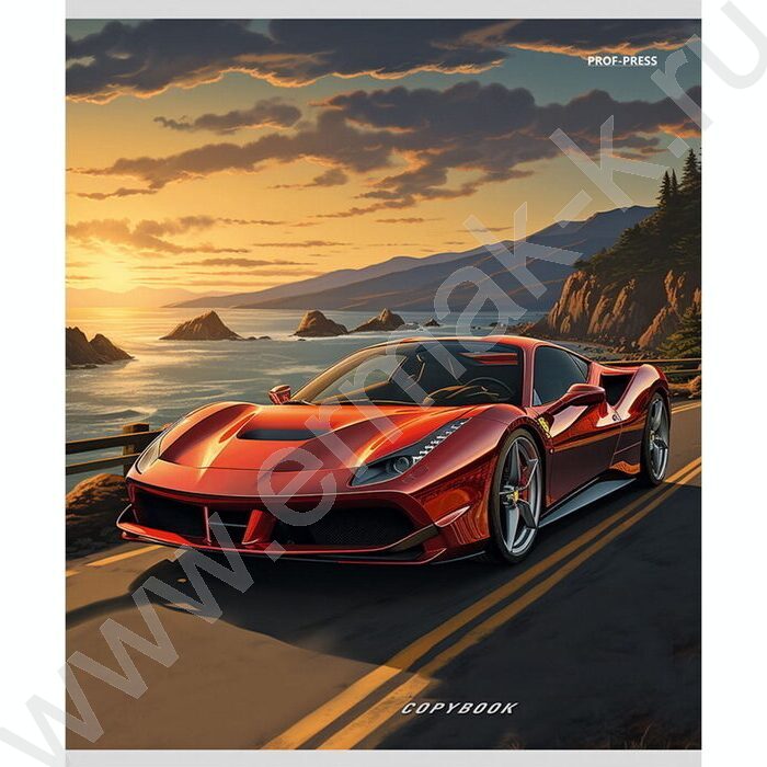 Тетрадь  48л клетка "Машины и закат" ассорти | Фото 3