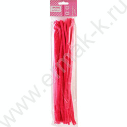 Проволока пушистая 30см/6мм 30шт Шенил /цвет розовый /блистер | Фото 1