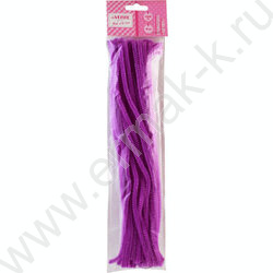 Проволока пушистая 30см/6мм 30шт Шенил /цвет фиолетовый /блистер | Фото 1