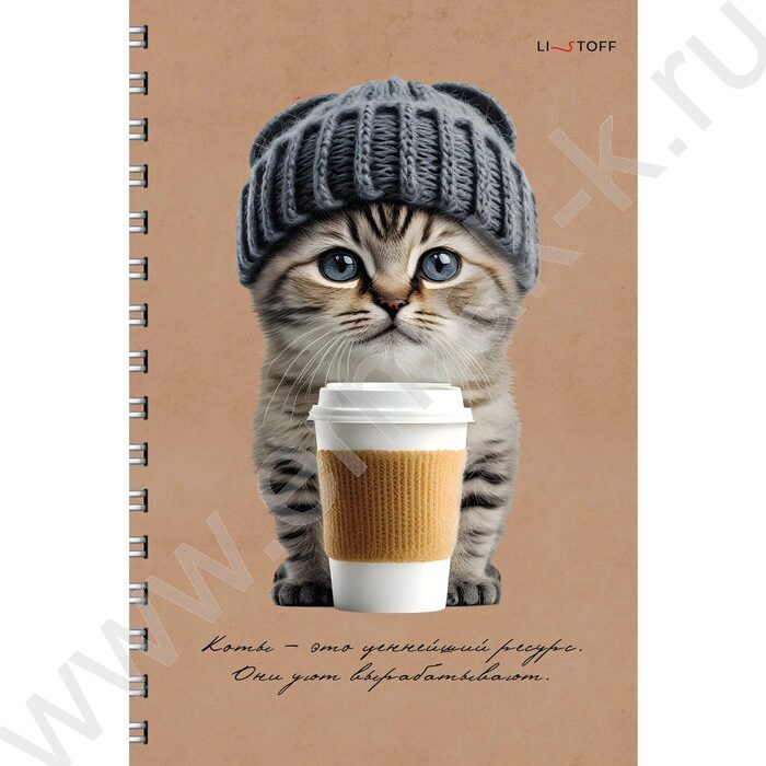 Тетрадь  96л А4 клетка/спираль "Кофеман" /крафт карт,выб.лак/ | Фото 1
