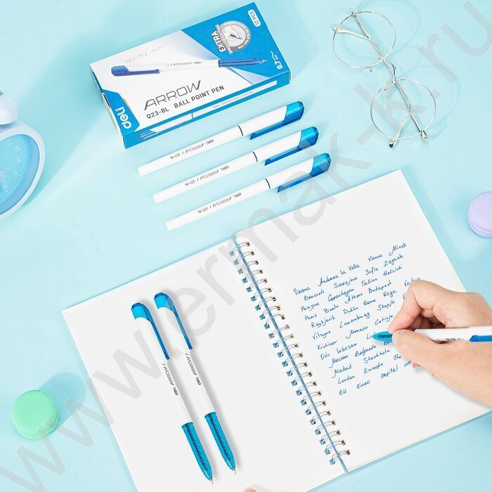 Ручка шар синяя 0,7мм Arrow /корпус - белый/голубой | Фото 5