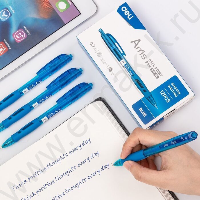 Ручка шар авт синяя 0,7мм Arris /корпус - синий, син. черн. резин. манжета | Фото 8