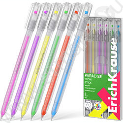 Ручка гелевая /набор  6цв/ 0,6мм "Paradise Stick Neon" /в пэт-боксе | Фото 1