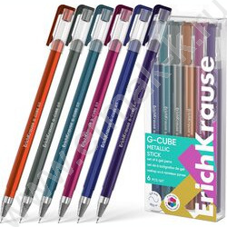 Ручка гелевая /набор  6цв/ 1мм "G-Cube® Stick Metallic" /в пэт-боксе | Фото 1