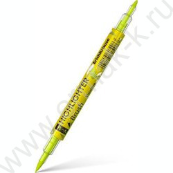 Текстовыделитель двустор. /желтый/ пуля-0,5мм, кисть-3,5мм Visioline V-16 Brush Neon | Фото 1