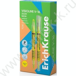 Текстовыделитель двустор. /желтый/ пуля-0,5мм, косой-4,5мм Visioline V-16 Zoom Neon | Фото 2