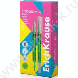 Текстовыделитель двустор. /зеленый/ пуля-0,5мм, косой-4,5мм Visioline V-16 Zoom Neon | Фото 2