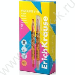 Текстовыделитель двустор. /оранжевый/ пуля-0,5мм, косой-4,5мм Visioline V-16 Zoom Neon | Фото 2