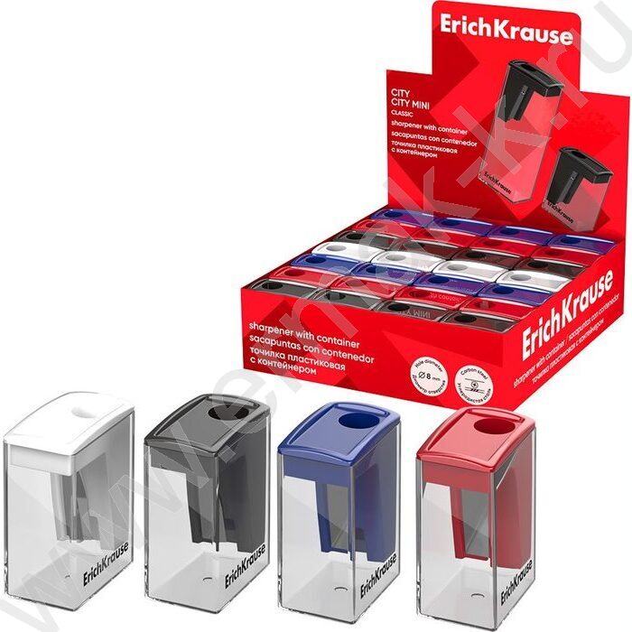 Точилка 1отв. пластик City Mini, Classic /с контейнером /ассорти | Фото 2