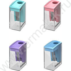 Точилка 1отв. пластик City Mini, Pastel /с контейнером /ассорти | Фото 1