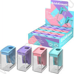 Точилка 1отв. пластик City Mini, Pastel /с контейнером /ассорти | Фото 2