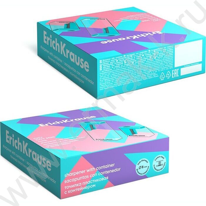 Точилка 1отв. пластик City Mini, Pastel /с контейнером /ассорти | Фото 5