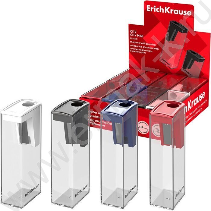 Точилка 1отв. пластик City, Classic /с контейнером /ассорти | Фото 2