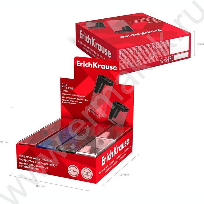 Точилка 1отв. пластик City, Classic /с контейнером /ассорти | Фото 6