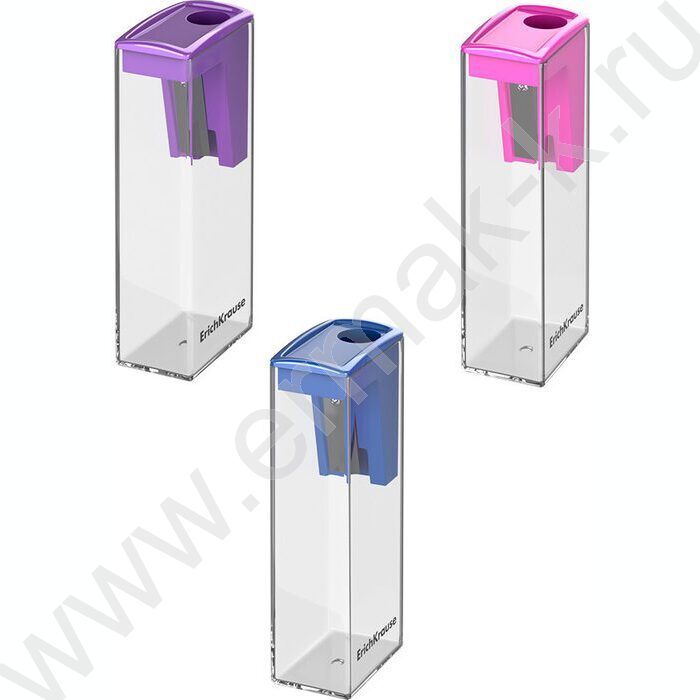 Точилка 1отв. пластик City, Vivid /с контейнером /ассорти | Фото 1