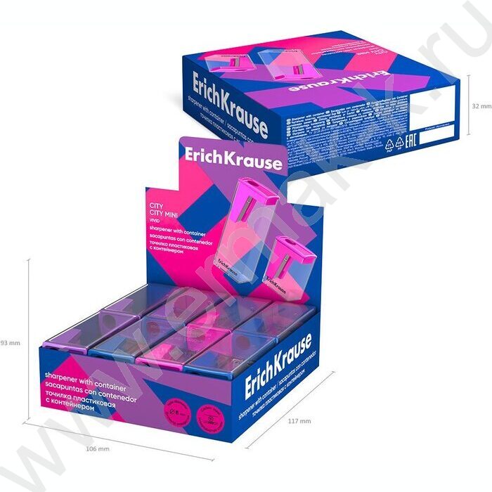 Точилка 1отв. пластик City, Vivid /с контейнером /ассорти | Фото 6