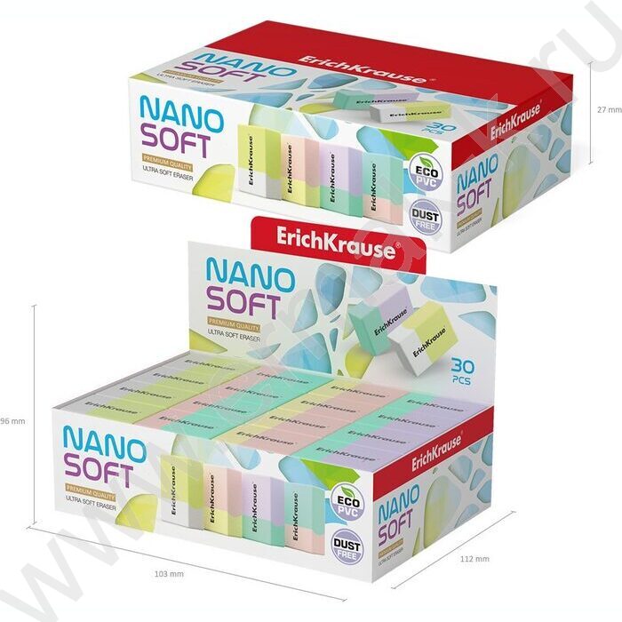 Ластик цветной прямоугольный "Nano Soft" /ассорти | Фото 6