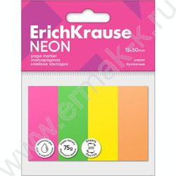 Клейкие закладки бумажные 20*50мм /200л  4цв "Neon" | Фото 1