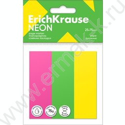 Клейкие закладки бумажные 25*75мм /300л  3цв "Neon" | Фото 1