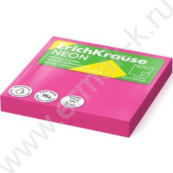 Бумага д/записей   75*75мм /100л, 75г/м², Neon розовый с липким краем | Фото 1