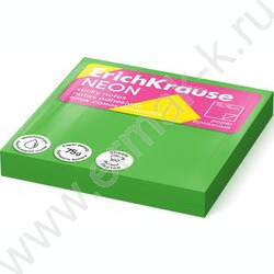 Бумага д/записей   75*75мм /100л, 75г/м², Neon зеленый с липким краем | Фото 1