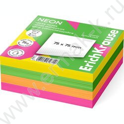 Бумага д/записей   75*75мм /400л, 75г/м², Neon, 4цв. с липким краем | Фото 1