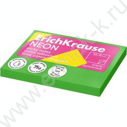 Бумага д/записей   75*50мм /100л, 75г/м², Neon зеленый с липким краем | Фото 1