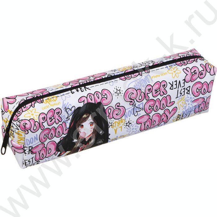 Пенал б/наполн. 1молния  205x60x40мм "Гёрл Павер", прямоугольный, искусс.кожа с печатью | Фото 1