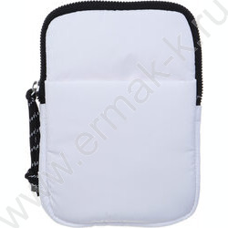 Сумка наплечная 18,5*13см болонь, 1отд., 1карм., шнурок на мет.кольце /белая | Фото 1