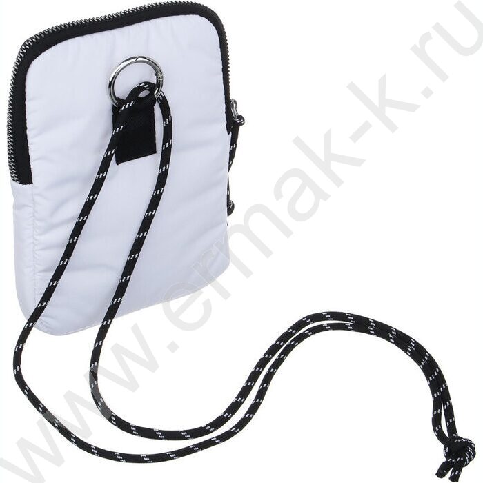 Сумка наплечная 18,5*13см болонь, 1отд., 1карм., шнурок на мет.кольце /белая | Фото 2