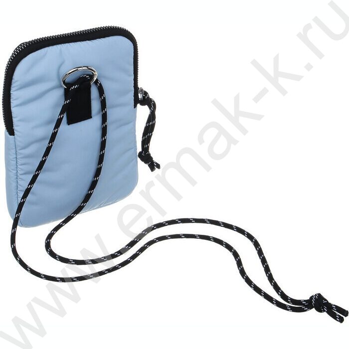Сумка наплечная 18,5*13см болонь, 1отд., 1карм., шнурок на мет.кольце /голубая | Фото 3