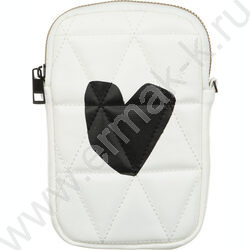 Сумка наплечная 18,5*12см., 1 отд., метал.цепь, иск.кожа, прошивка, принт "Сердце" | Фото 1