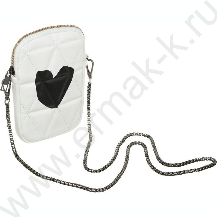 Сумка наплечная 18,5*12см., 1 отд., метал.цепь, иск.кожа, прошивка, принт "Сердце" | Фото 3