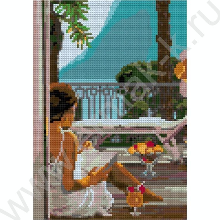 Мозаика алмазная 21*30см Отдых на террасе полное заполнение | Фото 1