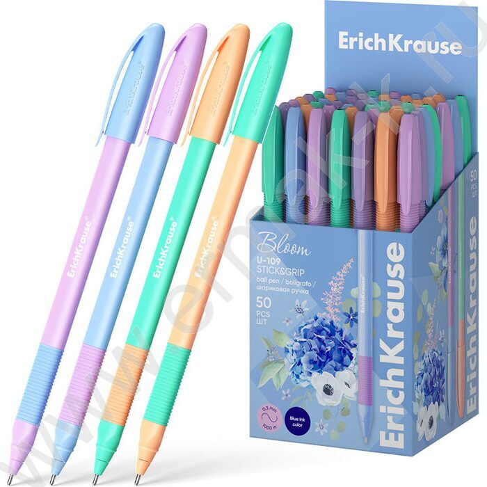 Ручка шар U-109 Stick&Grip Pastel Bloom 1,0мм, синяя /форма корпуса - треугольная /ассорти | Фото 1