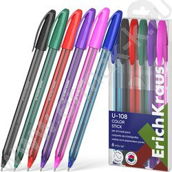 Ручка шар /набор  6цв./ U-108 Stick Color 1мм | Фото 1