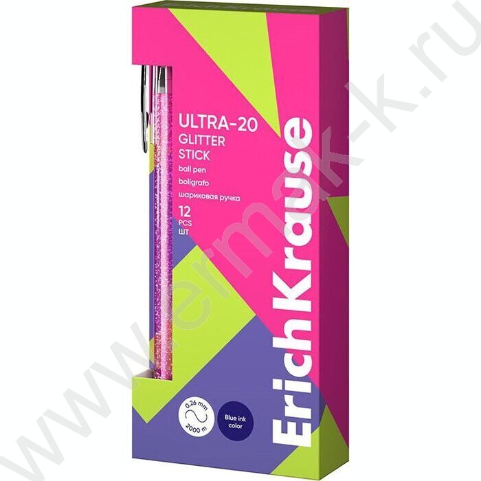 Ручка шар ULTRA-20 Stick Glitter 0.7мм, синяя | Фото 2