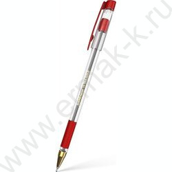 Ручка шар ULTRA-30 Gold Stick&Grip Classic 0,7мм, красная /корпус-прозрачный, резиновый красный  | Фото 1