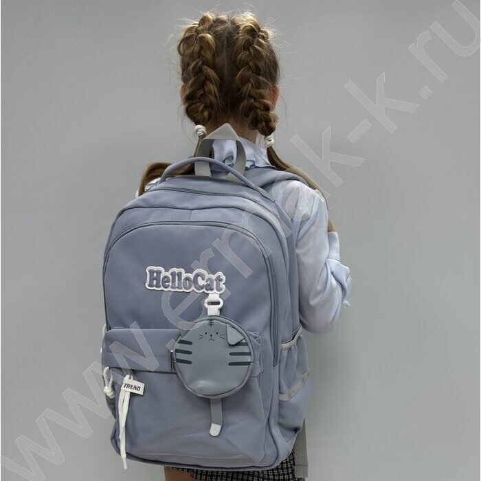 Рюкзак 45*30*20 "Hello Cat" /2отд. 1карман /серо-голубой | Фото 8