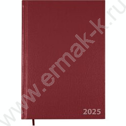 Ежедневник 2025г А5 168л бордовый /белая бумага, тв.обл из бумвинила, тисн.фольгой | Фото 1