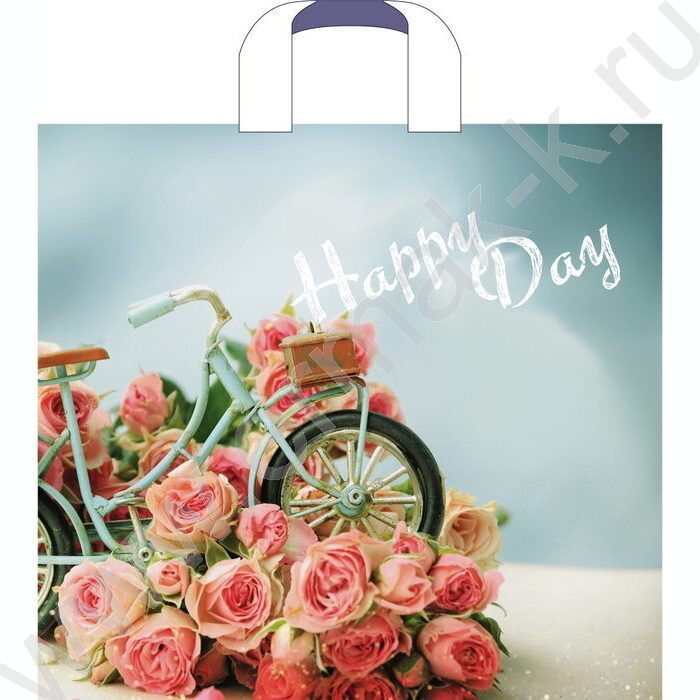 Пакет полиэтиленовый петлевой 38*34*3см Счастливый день | Фото 1