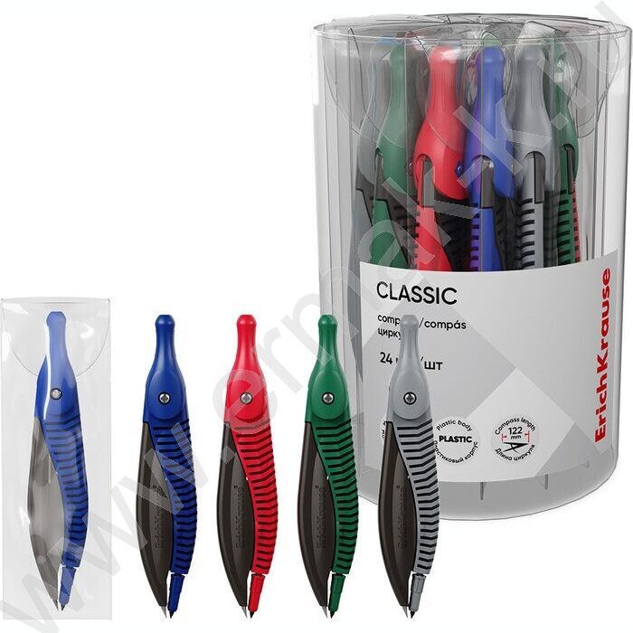 Циркуль 12,2см пластиковый Classic, ПВХ чехол /ассорти | Фото 1