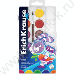 Акварель медовая 12цв  Kids Space Animals с УФ защитой яркости, с палитрой и кистью | Фото 1