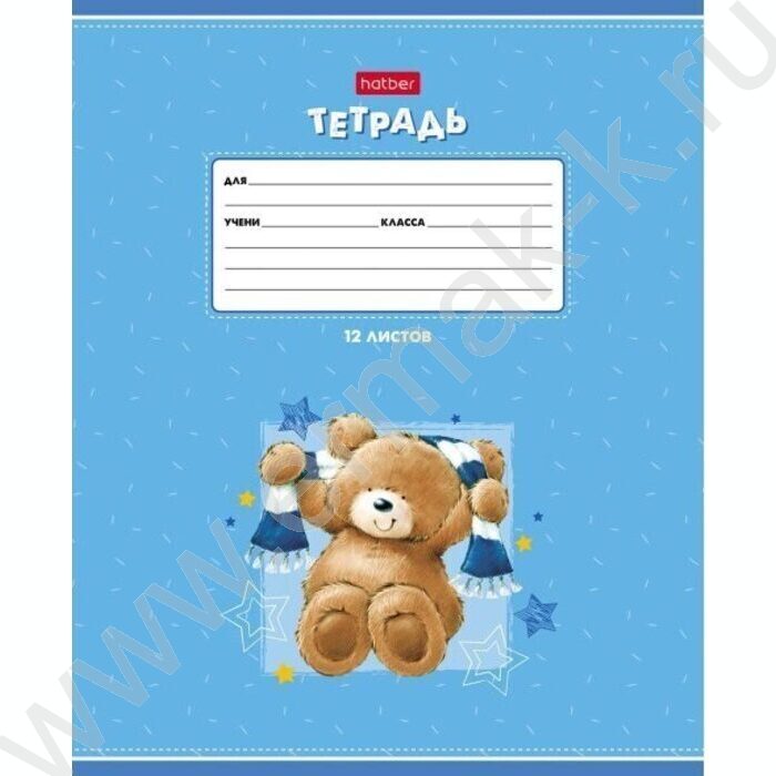 Тетрадь  12л клетка "Веселые мишки" 5видов | Фото 2