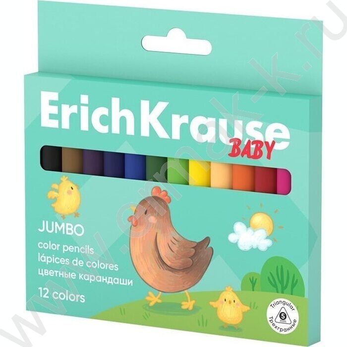 Карандаши  12цв Baby Jumbo, грифель 5мм /укороченные /трехгранные /европодвес | Фото 1