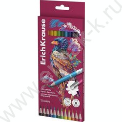 Карандаши  12цв Safari, грифель - 3,3мм /круглые /стираемые с ластиком /европодвес | Фото 1